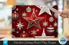 Stars & Ornaments Festive Cutting Board PNG Design Product Image 1