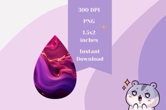 Purple Teardrop Earring Design, Abstract Earring PNG Product Image 2