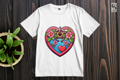 Cute Heart Lock Floral Clipart Sublimation PNG Product Image 2