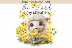 Lord is My Shepherd, Butterfly, Yellow Flowers, Sublimation Product Image 1