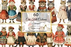 Cats in Folk Costumes Clipart, Cosplay Cats in Clothes PNG Product Image 10
