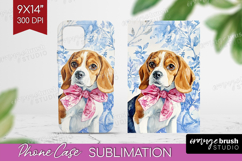 Beagle Dog Phone Case PNG Blue Toile Case PNG Sublimation Product Image 1