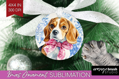 Beagle Dog Ornament PNG Blue Toile PNG Sublimation Product Image 1
