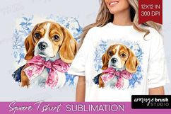 Beagle Dog Square Tshirt Background Blue Toile PNG Product Image 1