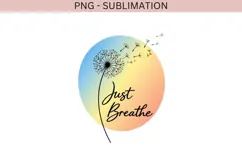 Just Breathe PNG, inspirational dandelion watercolor quote Product Image 2