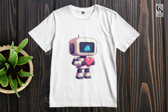 Cute Robot Holding Heart Clipart Sublimation PNG Product Image 2