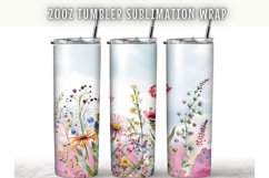 Wildflowers Watercolor 20 oz Skinny Tumbler Wrap Product Image 1