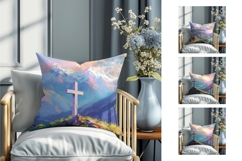 Christian Pillow Template, Easter Cross Pillowcase Design Product Image 2