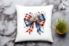 Patriotic Floral Bow Clipart Sublimation PNG Product Image 2