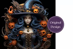 3D Halloween Witch Tumbler Wrap, 3D Halloween PNG Product Image 2