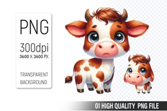 Cow Clipart PNG, Farm Animals Clipart, Rustic Farm Art Product Image 1