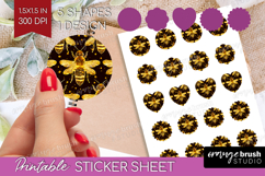 Bee Round Sticker - Honey Bee Printable Sticker Sheet Product Image 1