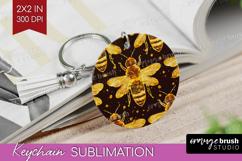 Bee Keychain PNG - Honey Bee Keychain Sublimation Product Image 1