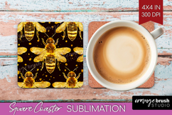 Bee Square Coaster - Honey Bee Coaster PNG Sublimation Product Image 1