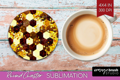 Bee Round Coaster - Honey Bee Coaster PNG Sublimation Product Image 1
