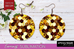 Bee Round Earrings - Honey Bee PNG Sublimation Product Image 1