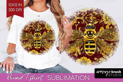 Bee Round Tshirt Background - Honey Bee PNG Sublimation Product Image 1
