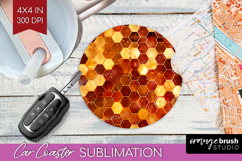 Bee Car Coaster - Honey Bee Coaster PNG Sublimation Product Image 1