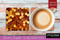 Bee Square Coaster - Honey Bee Coaster PNG Sublimation Product Image 1