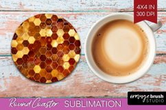 Bee Round Coaster - Honey Bee Coaster PNG Sublimation Product Image 1