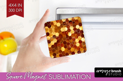 Bee Magnet Sublimation - Honey Bee Square Magnet PNG Product Image 1
