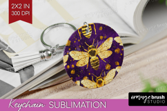 Bee Keychain PNG - Honey Bee Keychain Sublimation Product Image 1
