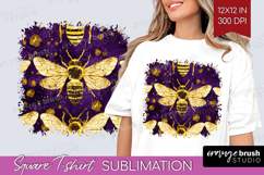 Bee Square Tshirt Background - Honey Bee PNG Sublimation Product Image 1