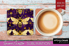 Bee Square Coaster - Honey Bee Coaster PNG Sublimation Product Image 1