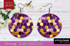 Bee Round Earrings - Honey Bee PNG Sublimation Product Image 1