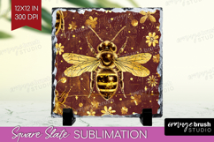 Bee Slate PNG - Honey Bee Square Slate Sublimation Product Image 1