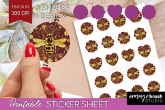 Bee Round Sticker - Honey Bee Printable Sticker Sheet Product Image 1