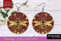 Bee Round Earrings - Honey Bee PNG Sublimation Product Image 1