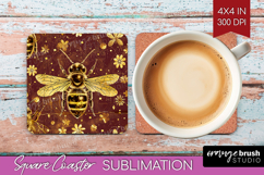 Bee Square Coaster - Honey Bee Coaster PNG Sublimation Product Image 1