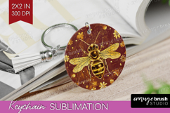 Bee Keychain PNG - Honey Bee Keychain Sublimation Product Image 1