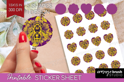 Bee Round Sticker - Honey Bee Printable Sticker Sheet Product Image 1