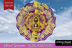 Bee Wind Spinner Sublimation PNG - Honey Bee Round Template Product Image 1