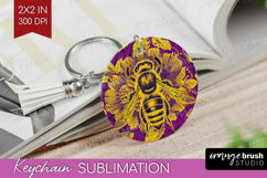Bee Keychain PNG - Honey Bee Keychain Sublimation Product Image 1