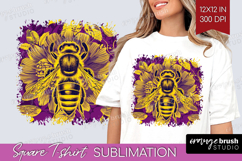 Bee Square Tshirt Background - Honey Bee PNG Sublimation Product Image 1