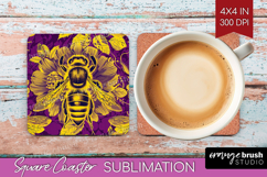 Bee Square Coaster - Honey Bee Coaster PNG Sublimation Product Image 1