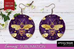 Bee Round Earrings - Honey Bee PNG Sublimation Product Image 1