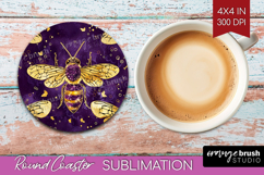Bee Round Coaster - Honey Bee Coaster PNG Sublimation Product Image 1