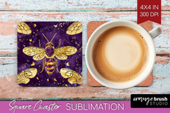 Bee Square Coaster - Honey Bee Coaster PNG Sublimation Product Image 1