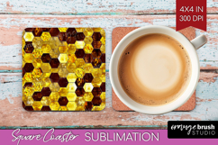 Bee Square Coaster - Honey Bee Coaster PNG Sublimation Product Image 1