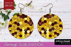 Bee Round Earrings - Honey Bee PNG Sublimation Product Image 1