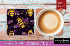 Bee Square Coaster - Honey Bee Coaster PNG Sublimation Product Image 1