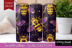 Bee Tumbler Wrap - Honey Bee Tumbler PNG Sublimation Product Image 1