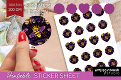 Bee Round Sticker - Honey Bee Printable Sticker Sheet Product Image 1