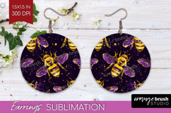 Bee Round Earrings - Honey Bee PNG Sublimation Product Image 1