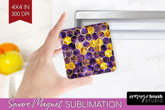 Bee Magnet Sublimation - Honey Bee Square Magnet PNG Product Image 1