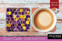 Bee Square Coaster - Honey Bee Coaster PNG Sublimation Product Image 1